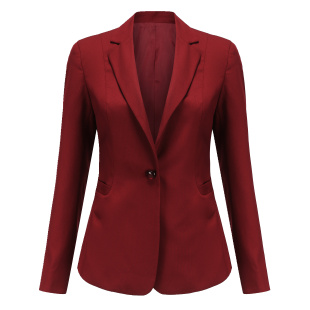 小西装 一粒扣深酒红色黑细条修身 外套 兴业银行西装 2025兴业行服