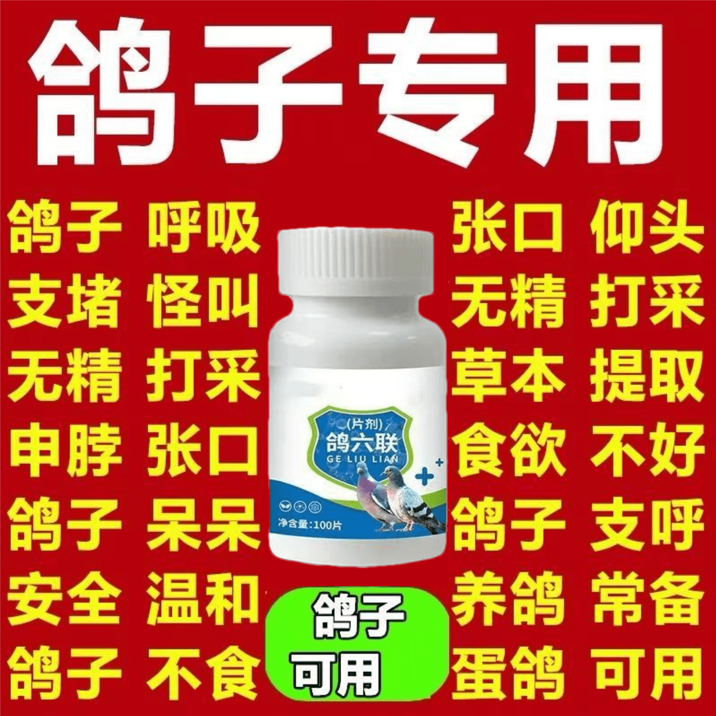 鸽六联疫苗温和高效强效鸽子养殖病全消水便白便甩食眼肿流泪翅膀