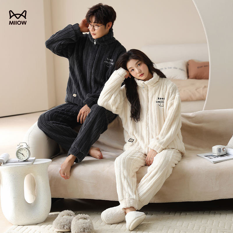 猫人法兰绒情侣睡衣秋冬季加绒加厚冬款可外穿高领保暖家居服套装,女士内衣/男士内衣/家居服,睡衣/家居服套装,淘宝优惠券,粉丝福利购,淘宝优惠卷
