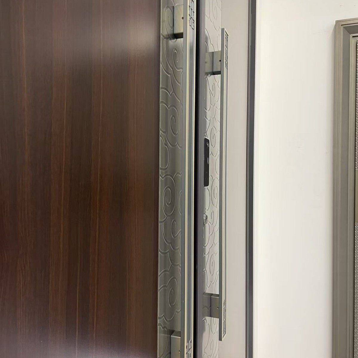 精雕固定拉手新中式风格祥云纹描金工艺铸铝门别墅大门滑盖拉手