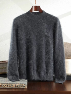 男士拉绒男士100纯山羊绒衫半高领毛衣加厚水洗拉绒工艺内搭