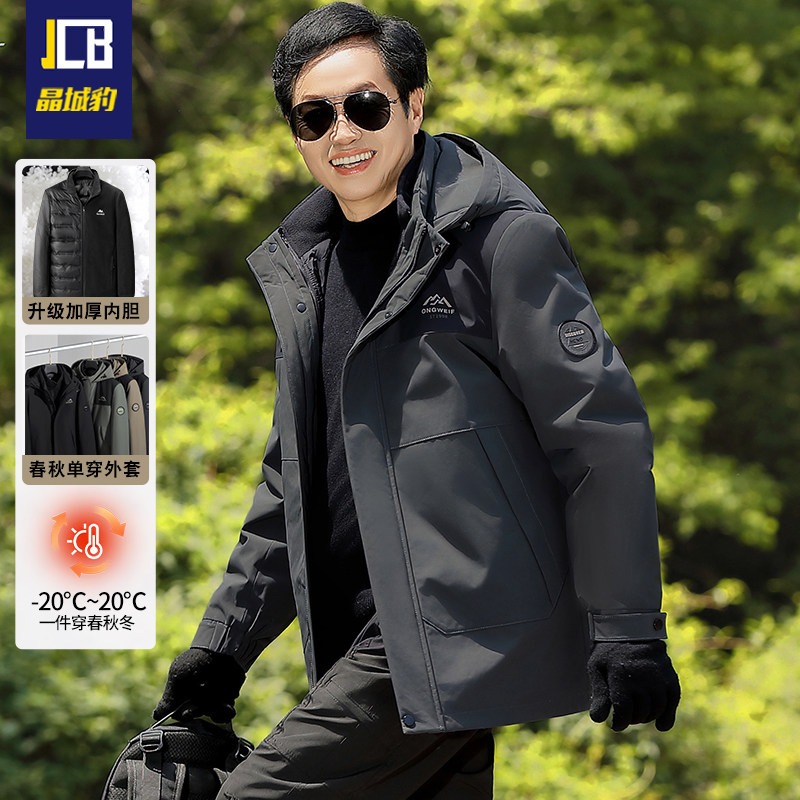 爸爸冬装外套2025新款中老年棉衣男冲锋类型棉服户外衣服棉袄加厚