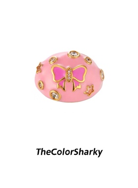 Thecolorsharky 自制胖胖蝴蝶结戒指少女可爱奶油色系