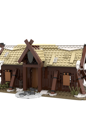 英灵神殿维京长屋维京人之家房屋建筑模型MOC-102557拼装积木玩具