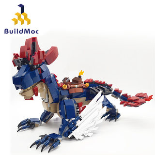 BuildMOC拼装积木玩具游戏方舟生存进化岩龙生物动物手办恐龙模型