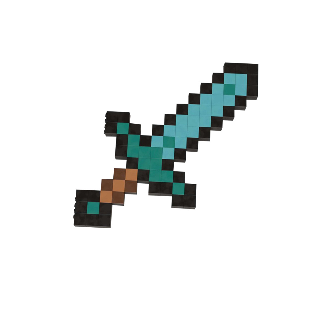 积木游戏我的世界钻石剑武器模型