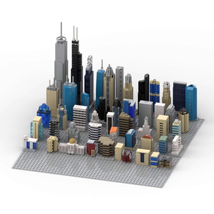 经典微型迷你城市天际线建筑摩天大楼模型摆件礼物拼装积木玩具