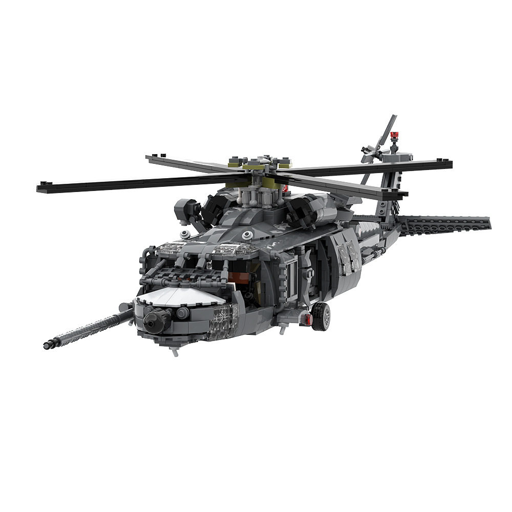 【高砖零件】美国空军mh-60g铺路鹰直升机军事模型拼装积木玩具