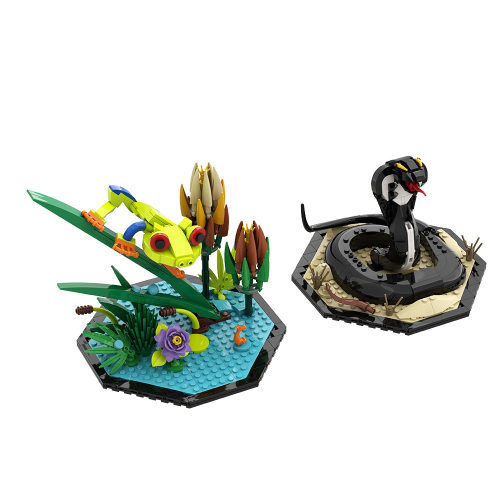 树蛙眼镜蛇青蛙毒蛇动物模型积木