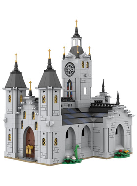 【高砖零件】中世纪城堡教堂欧式建筑模型MOC-192638拼装积木玩具