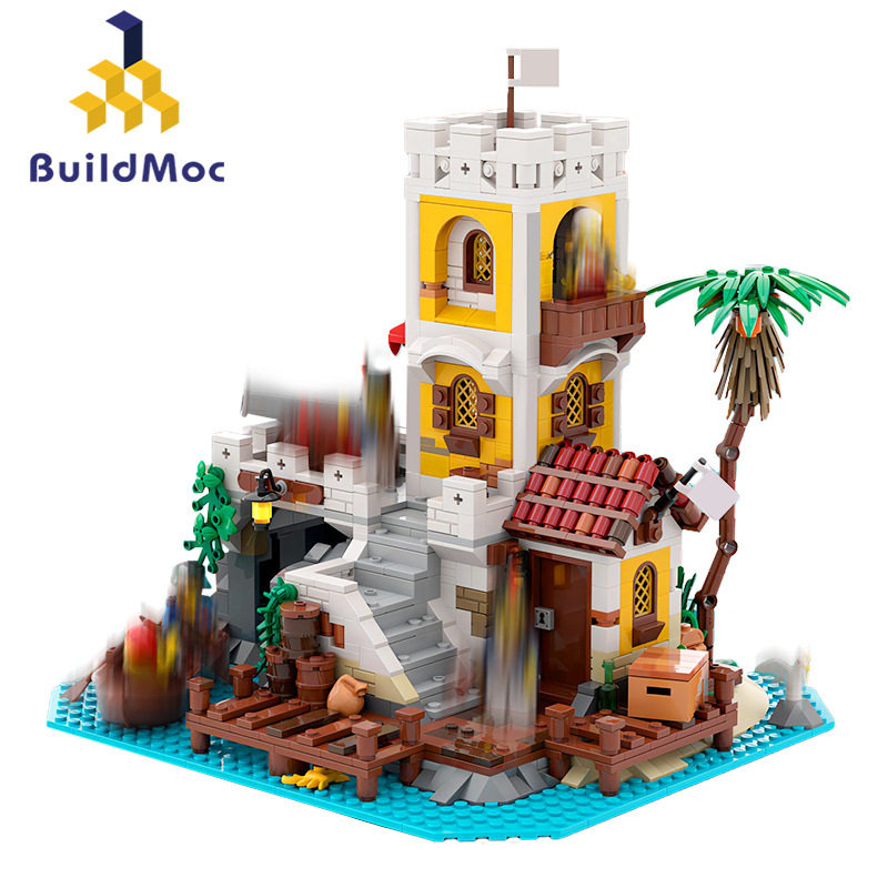 buildmoc拼装积木玩具海盗岛海军前哨堡垒防卫基地兼容乐高6263