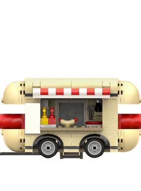 【高砖零件】热狗移动快餐车流动食品车MOC-121493拼装积木玩具