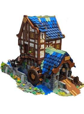 【高砖零件】中世纪城堡锯木厂建筑模型MOC-173041拼装积木玩具