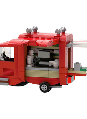 【高砖零件】移动咖啡售卖车圣诞节礼物MOC-130816拼装积木玩具