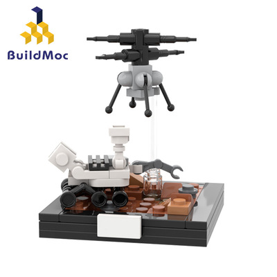 BuildMOC拼装积木玩具航天宇航局NASA火星探测车太空探索器暗角