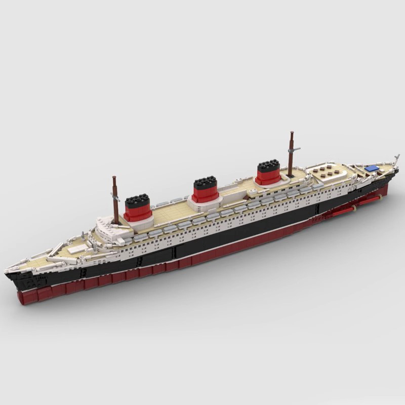 法国诺曼底号豪华巨型邮轮游轮客轮轮船模型礼物MOC拼装积木玩具