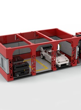 8格车跑车赛车汽车停车场地下车库车位建筑MOC-54819拼装积木玩具