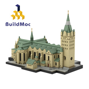 BuildMOC拼装 积木玩具德国大教堂帕德伯恩主教座堂钟楼建筑模型