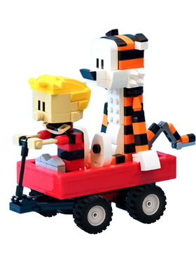 【高砖零件】漫画卡尔文与霍布斯虎老虎MOC-154520拼装积木玩具