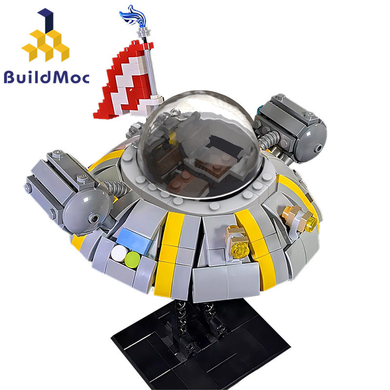 buildmoc拼装积木玩具瑞克和莫蒂的太空飞船可载人飞碟组装模型