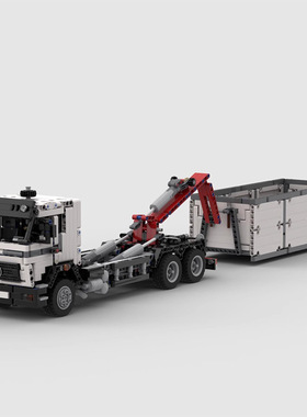 奔驰1632NG拉钩装载机重型卡车运输车模型MOC-96056拼装积木玩具