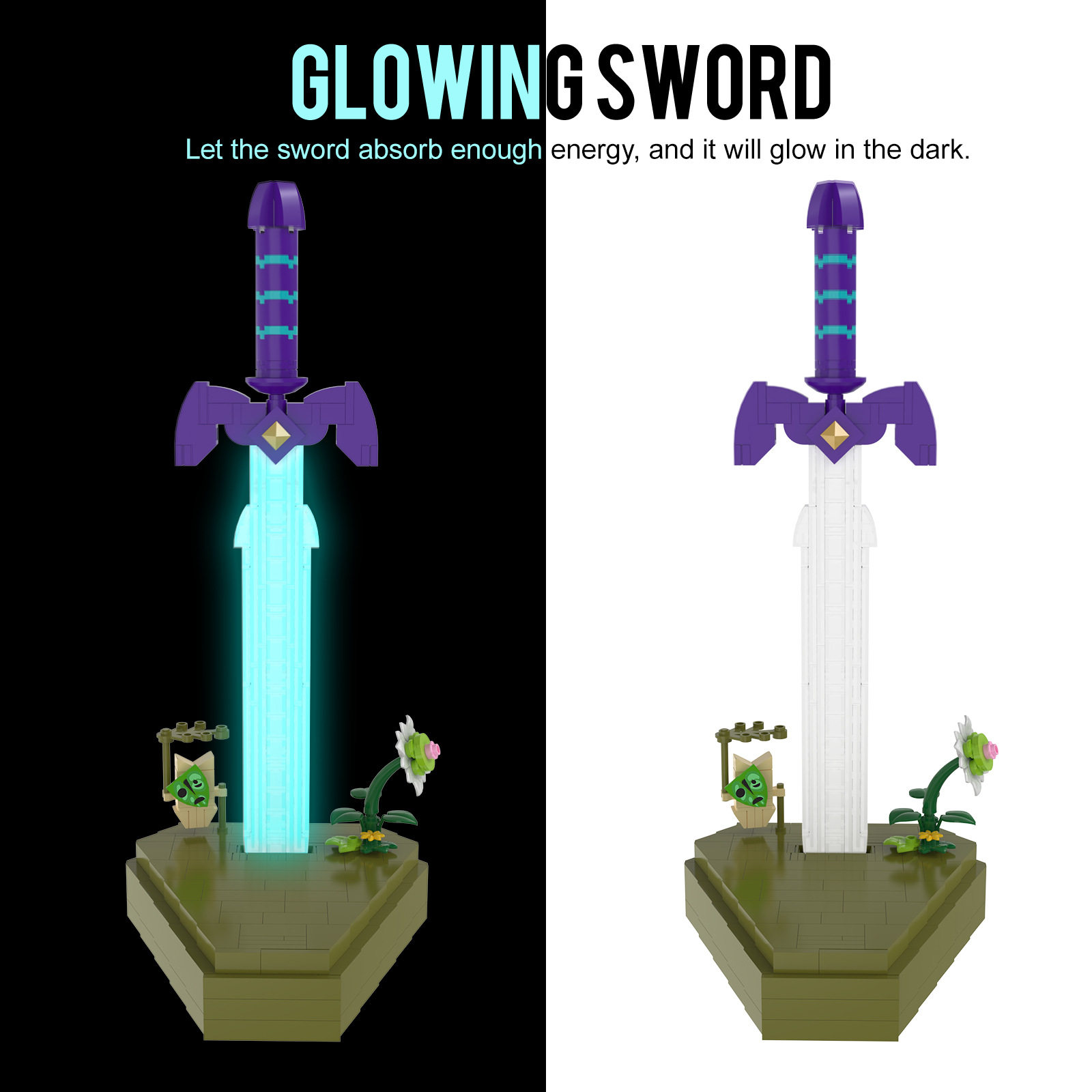 buildmoc拼装积木玩具发光版塞尔达传说大师之剑驱魔之剑武器模型