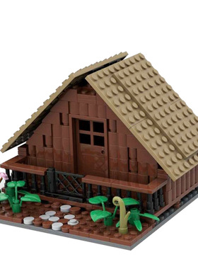 【高砖零件】木屋木头房子建筑街景模型MOC-146915拼装积木玩具