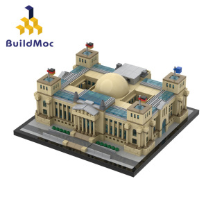 BuildMOC拼装积木玩具德国国会大厦德意志帝国柏林议会大厦建筑