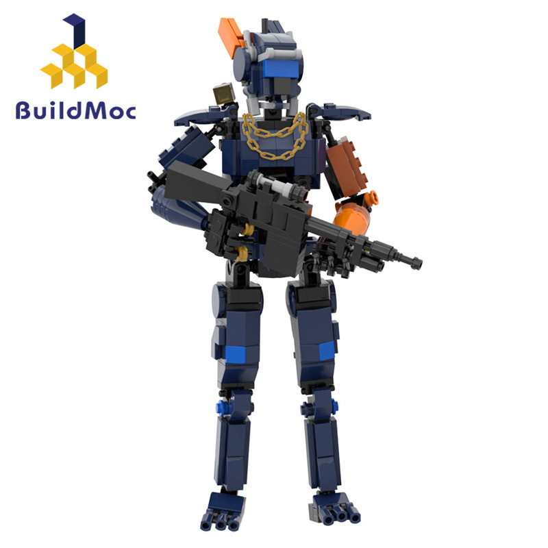 buildmoc拼装积木玩具科幻电影超能查派智能警察机器人机甲模型