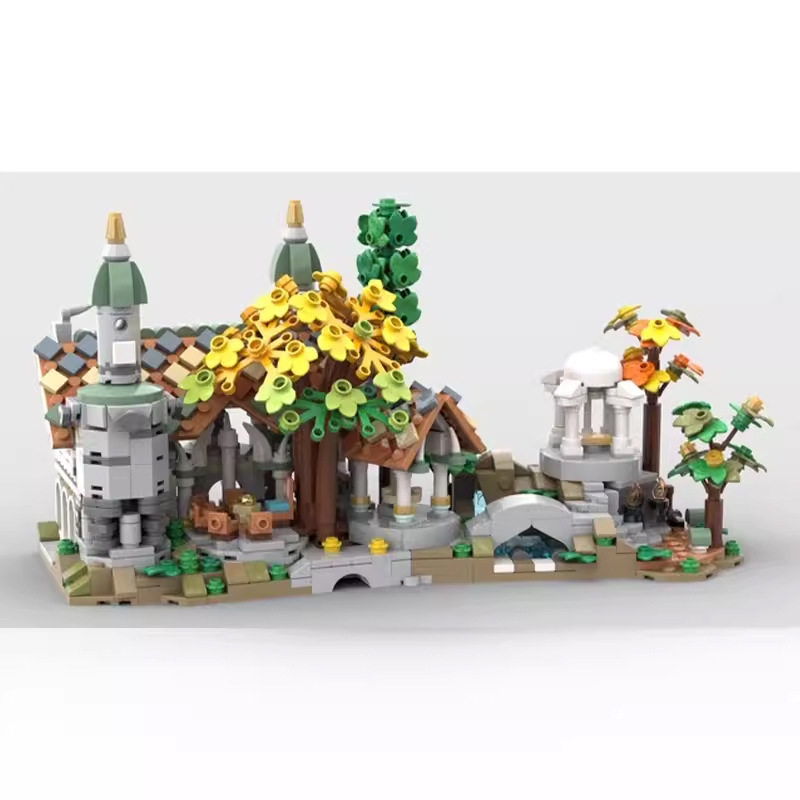魔戒指环王城堡瑞文戴尔幽谷建筑模型摆件MOC-140586拼装积木玩具