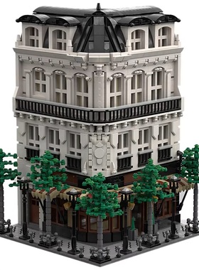 巴黎面包店照相馆办公室城市街景建筑模型MOC-40476拼装积木玩具