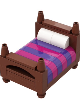 【高砖零件】卧室房间场景床家具创意模型MOC-146840拼装积木玩具