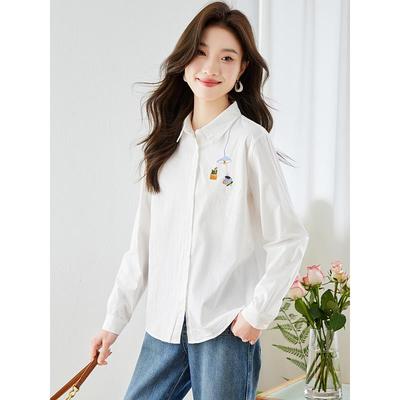 纯棉白衬衫女士高级感轻奢减龄洋气秋季2025新款爆款法式小资上衣