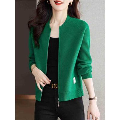 立领棒球服女春秋季短款2025外搭时尚卫衣宽松针织开衫毛衣外套女