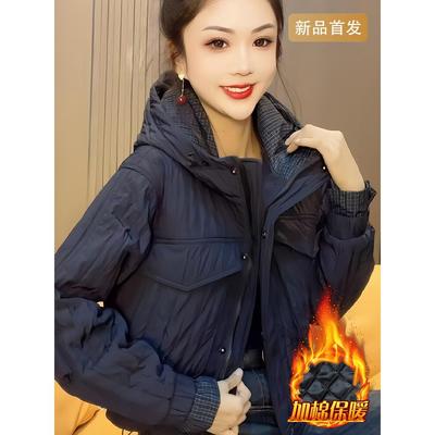 韩版加绒加厚棉服上衣女装2025冬季新款网红爆款炸街减龄短款外套