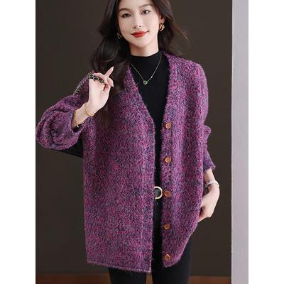 2025春秋新款宽松显瘦百搭大码开衫春季女针织开衫高级感毛衣外套