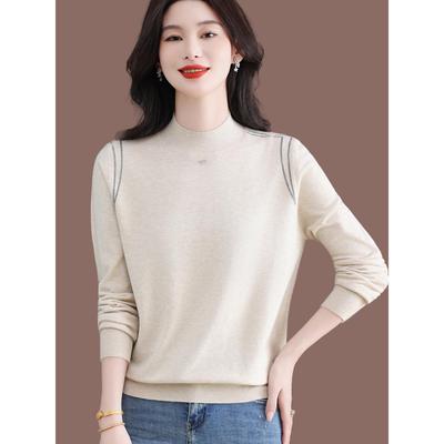 半高领羊毛针织打底衫女秋冬2025新款显瘦内搭洋气保暖短款毛衣