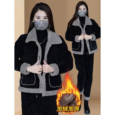 加绒加厚时尚休闲运动服套装女2025冬季新款小个子棉衣棉袄两件套