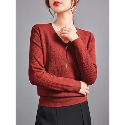 妈妈宽松毛衣秋冬装羊毛针织上衣2025新款大码女装v领内搭打底衫