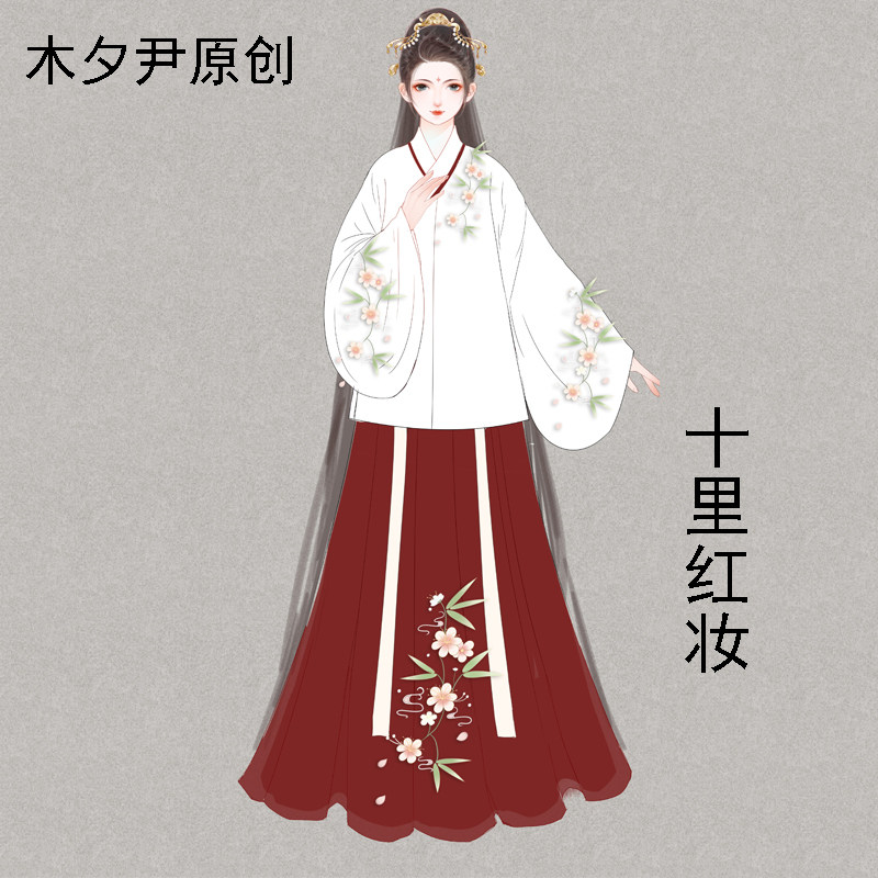 原创汉服明制交领袄裙刺绣斗篷