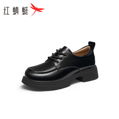 红蜻蜓正品单鞋新款厚底女士软底鞋软皮女鞋乐福皮鞋女断码清仓