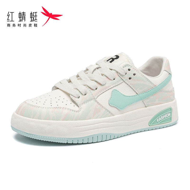 红蜻蜓德训鞋女春季新款系带平底百搭休闲复板鞋学生鞋断码清仓