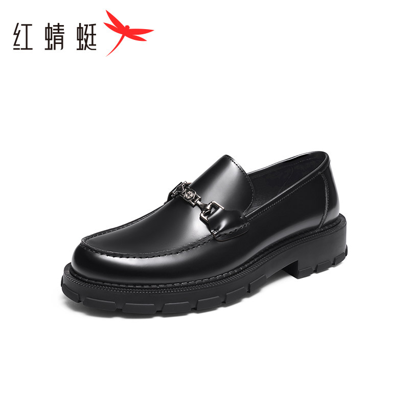 红蜻蜓男士皮鞋新款一脚蹬男鞋真皮乐福鞋时尚休闲板鞋 断码清仓