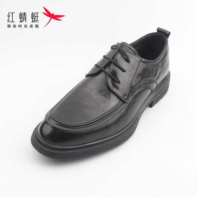 红蜻蜓男单鞋秋冬牛皮商务皮鞋