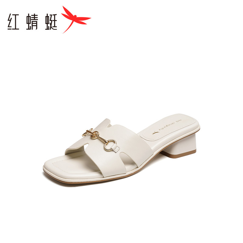 红蜻蜓女鞋新款外穿时尚平底休闲凉鞋舒适软底一字拖鞋断码清仓