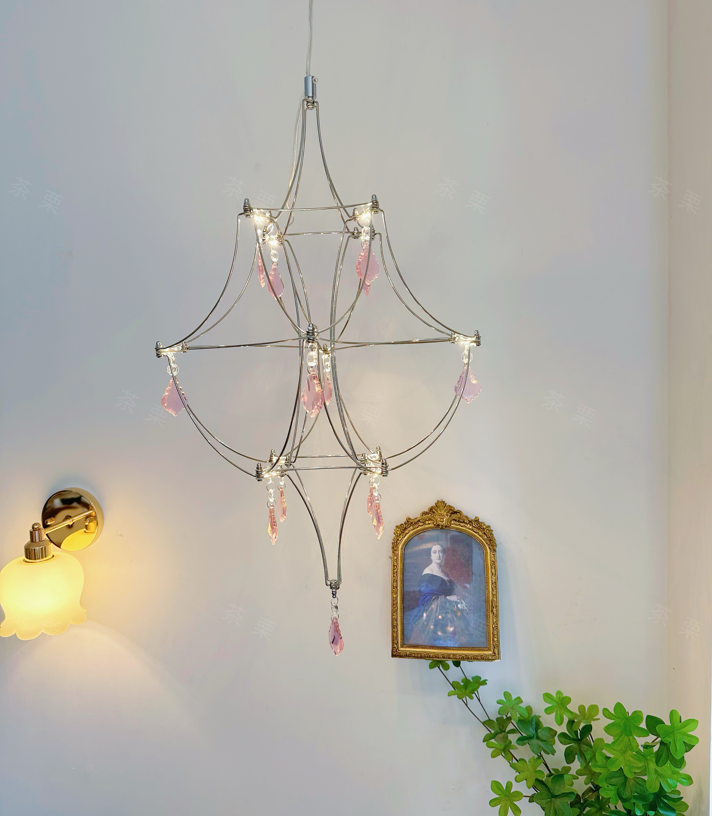 茶栗法式中古南洋萤火虫水晶复古玄关小卧室阳台吊灯装饰餐厅民宿