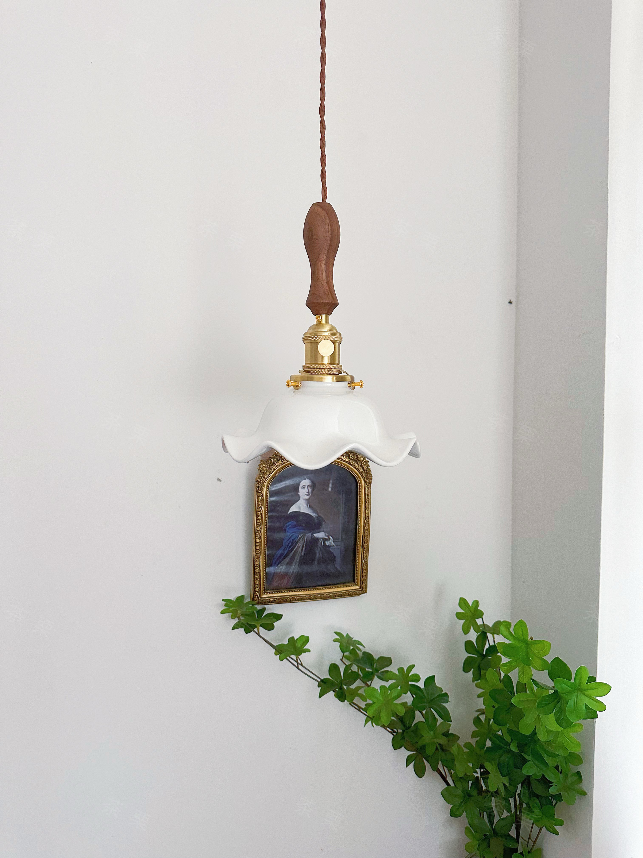 中古陶瓷床头小吊灯法式复古