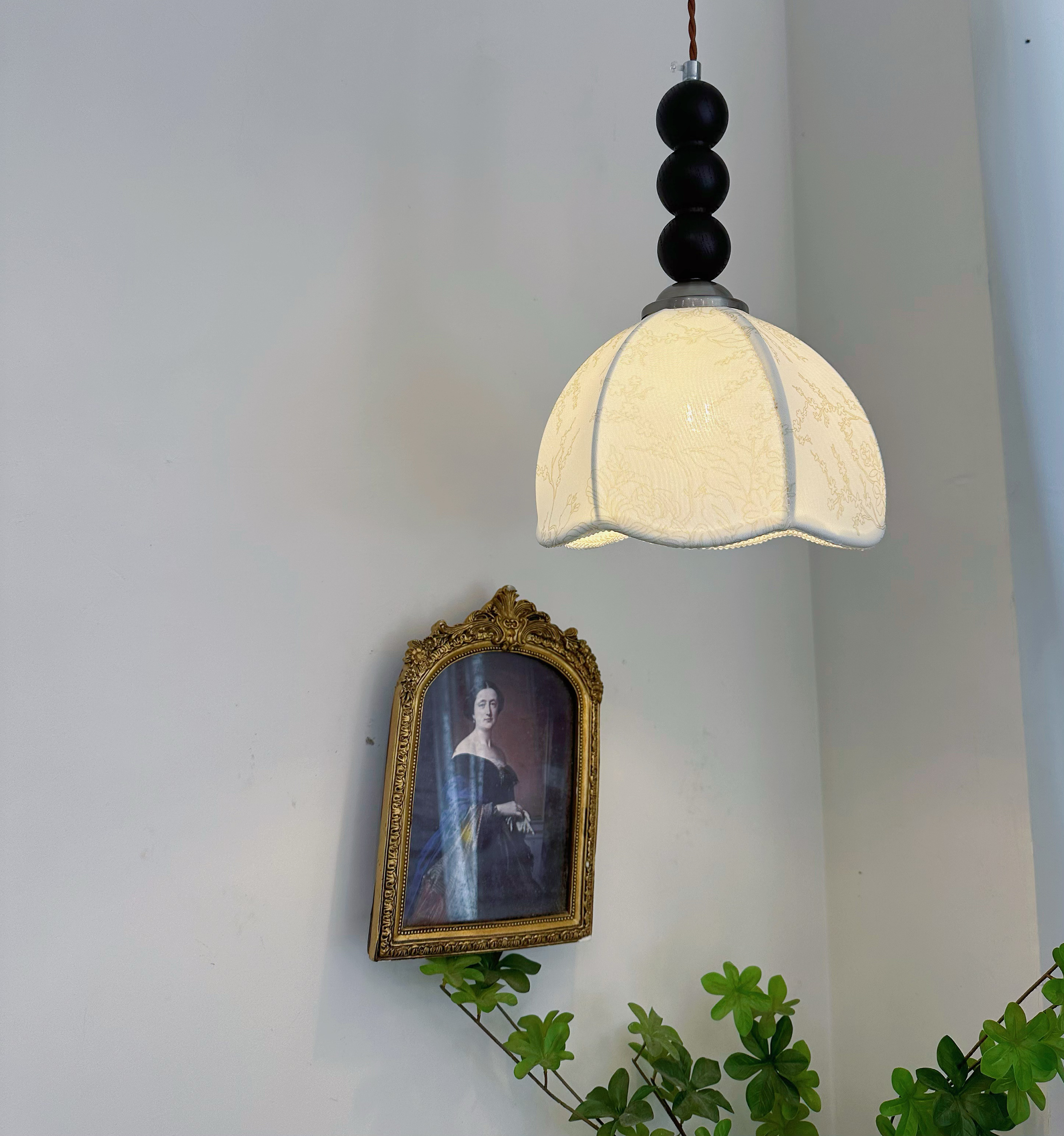 茶栗法式南洋中古美式复古卧室床头餐厅吧台小吊灯布艺胡桃木