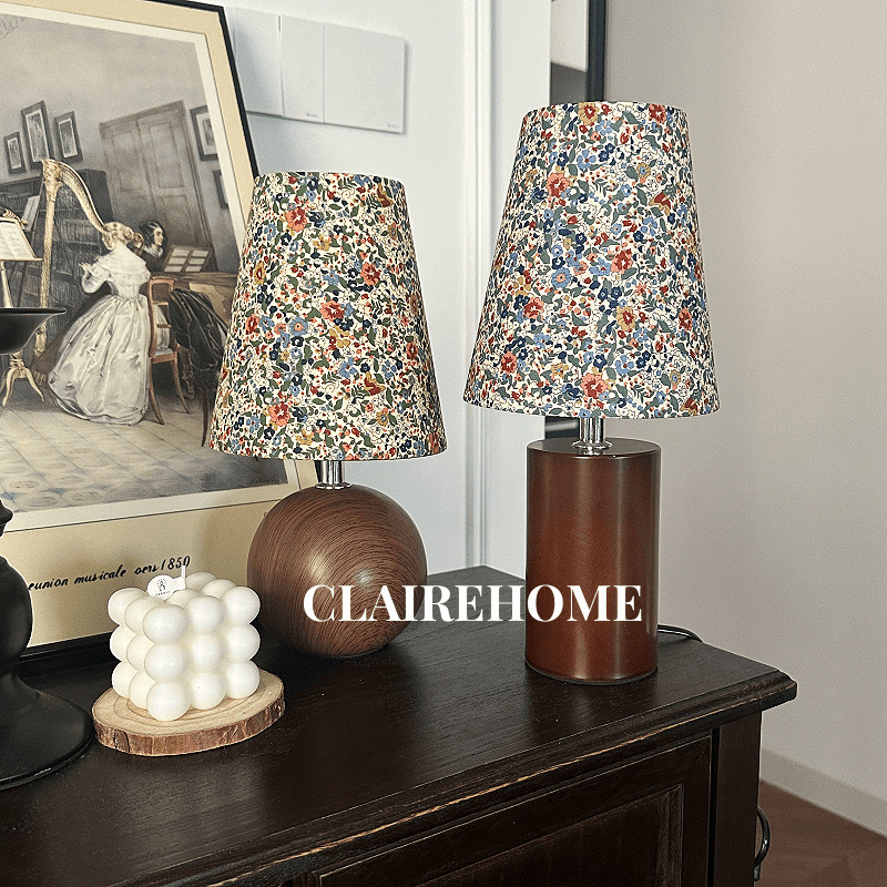 茶栗中古侘寂风台灯卧室床头调光台风灯复古高级感氛围法式小夜灯