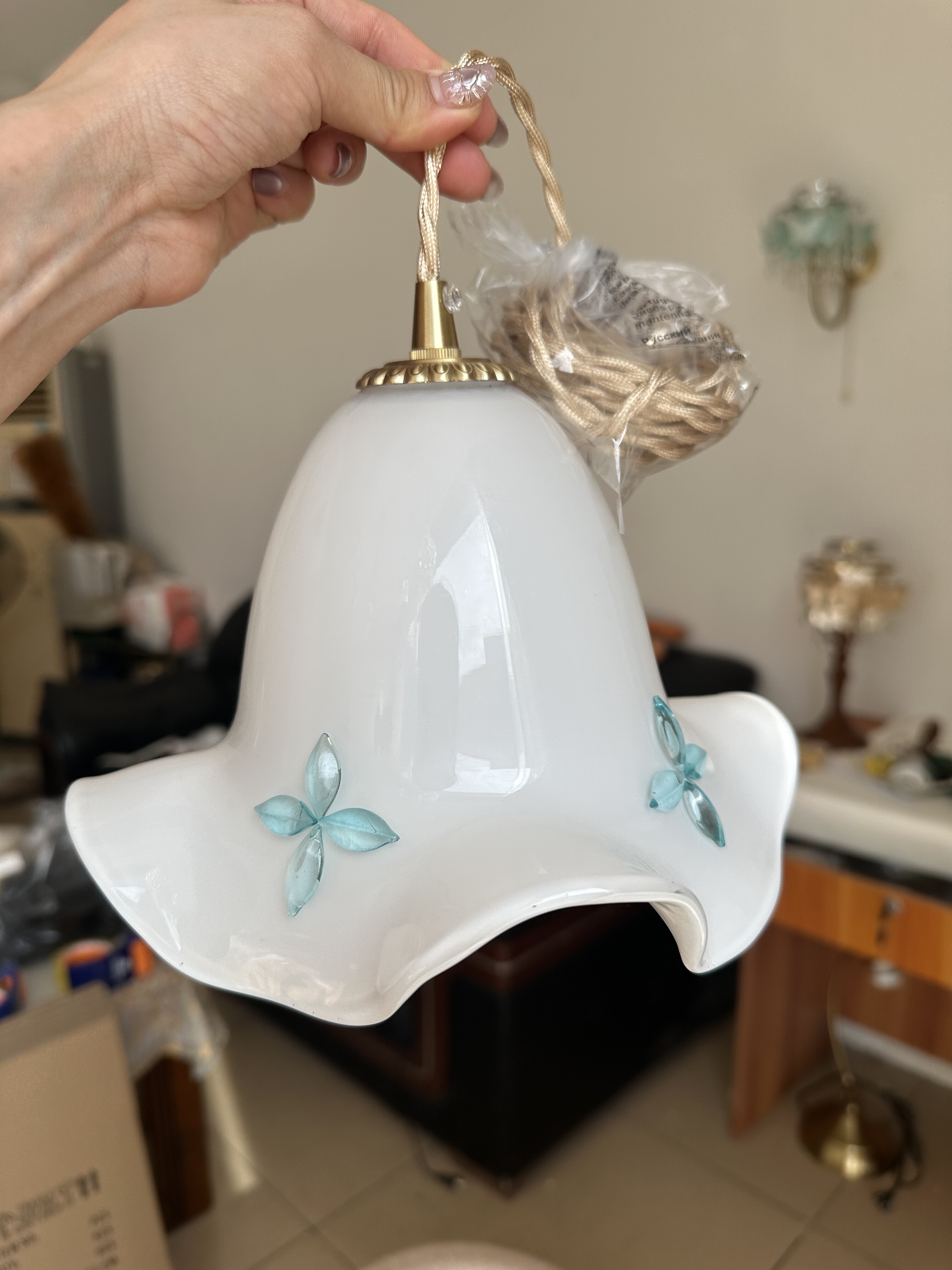 茶栗法式中古风玻璃吊灯美式复古走廊装饰入户卧室床头飘窗餐厅